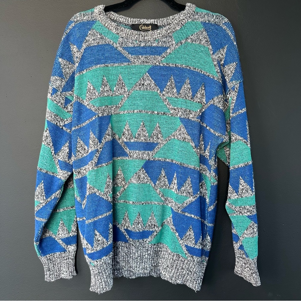 Vintage Caldwell Abstract Print Knit Sweater